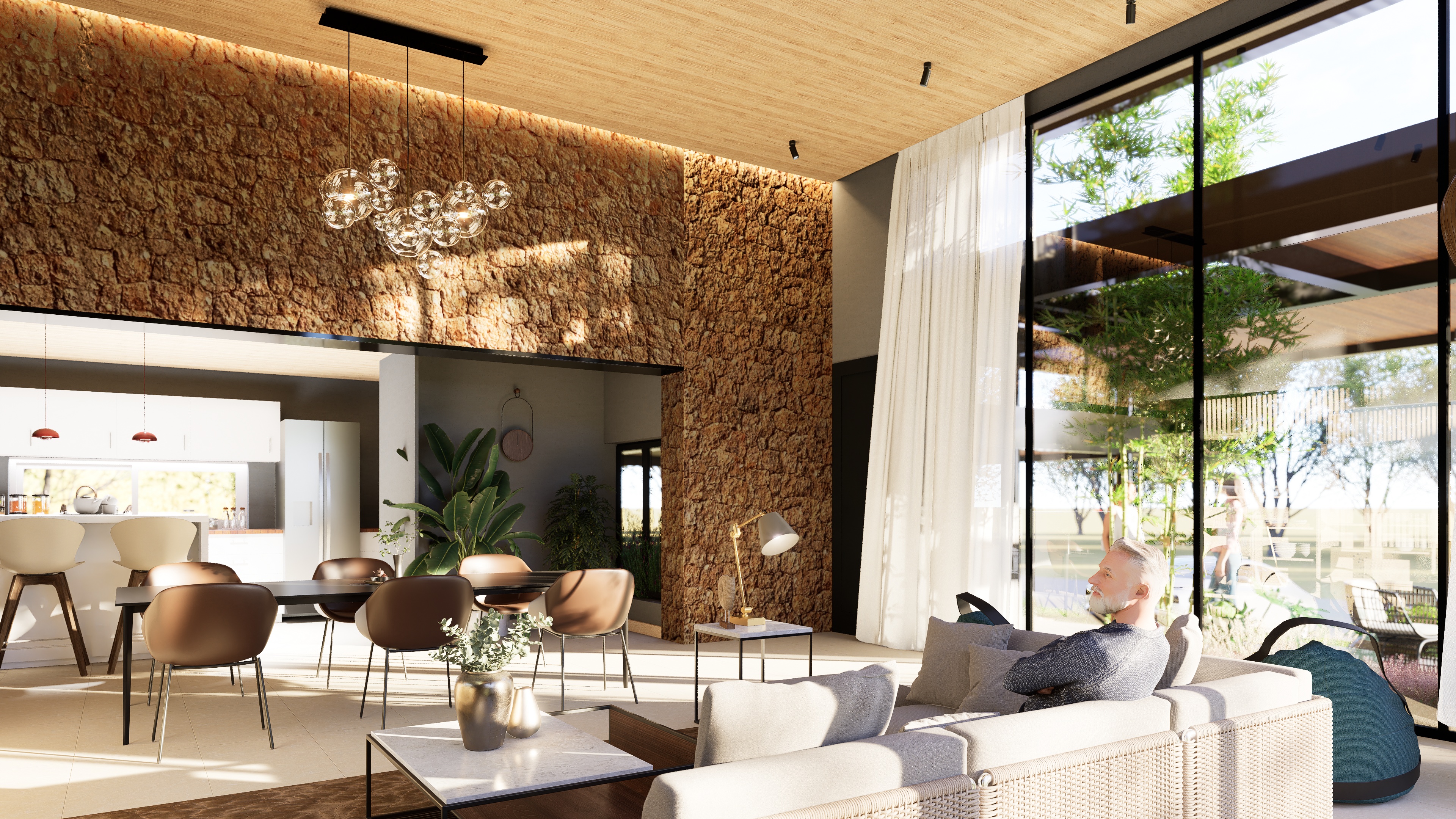 Sala con vista al jardín
